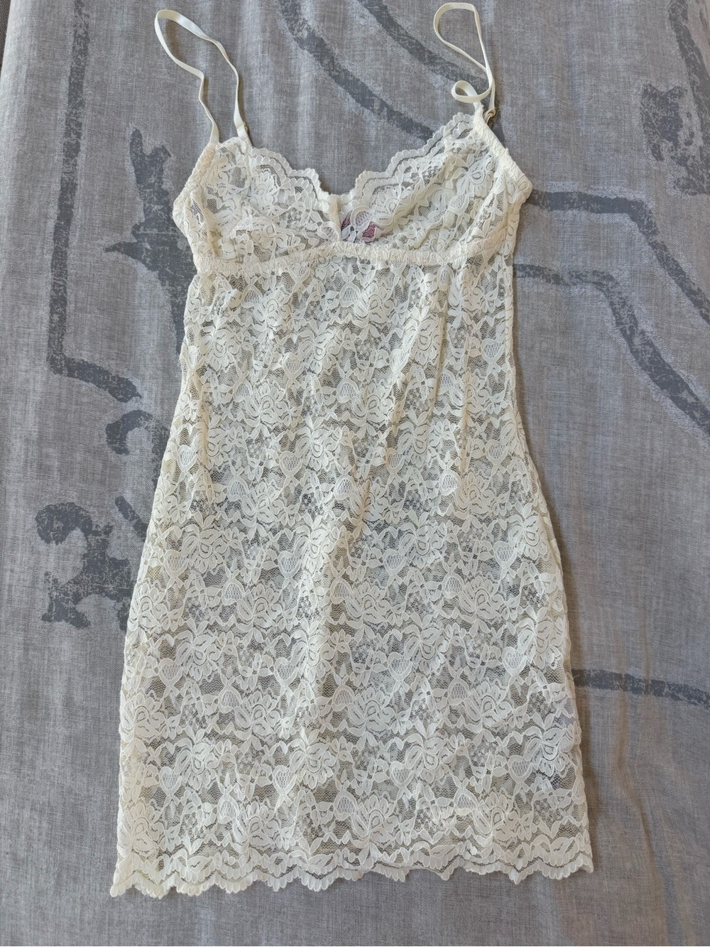 Edikted Cream Lace Chemise with Delicate Floral Lace